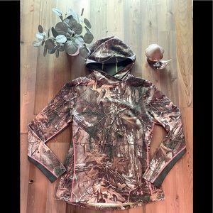 Under Armour Scent Control Real Tree Camo Cold Gear fitted hooded sweatshirt XL